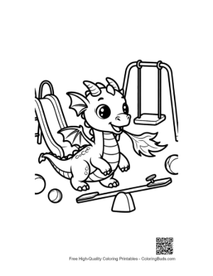 Thumbnail: Cute Dragon on Playground Seesaw Printable
