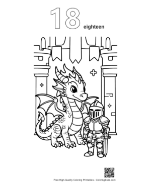 Thumbnail: Cute Fire Dragon for Kids Printable Outline Number 18