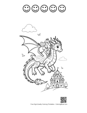 Thumbnail: Cute Fire Dragon Printable and 5 Happy Face Outline