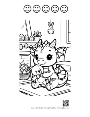 Thumbnail: Download Baby Dragon for Kids Printable and 5 Happy Face Outline