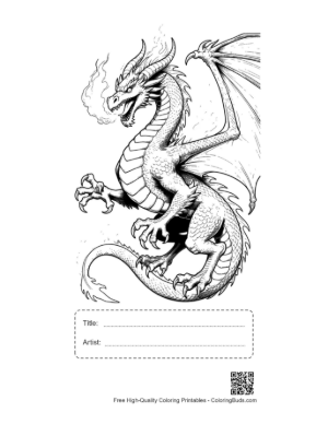 Thumbnail: Fierce Fire Dragon Roaring in Flight Printable with Title and Artist Box