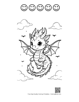 Thumbnail: Fire Dragon Printable and 5 Happy Face Outline