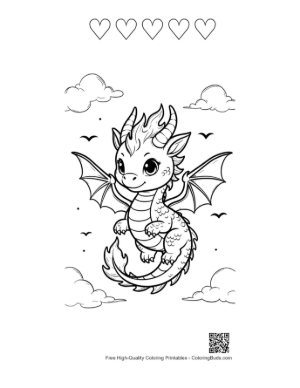 Thumbnail: Fire Dragon Printable and 5 Heart Outline