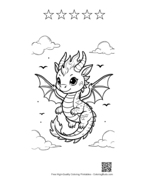 Thumbnail: Fire Dragon Printable and 5 Star Outline