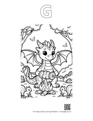 Thumbnail: Free Fire Dragon Printable Outline Alphabet G