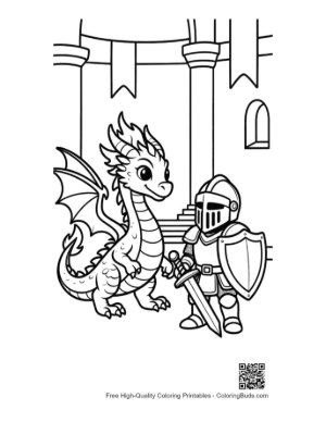 Thumbnail: Little Dragon Meeting a Brave Knight Friend Printable