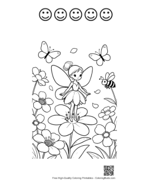 Thumbnail: Cute Garden Fairy Printable and 5 Happy Face Outline