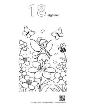 Thumbnail: Cute Garden Fairy Printable Outline Number 18