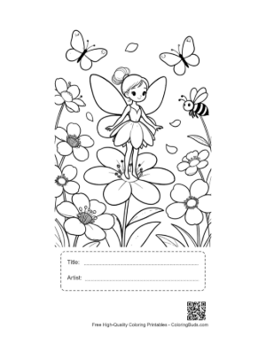 Thumbnail: Cute Garden Fairy Printable with Title and Artist Box