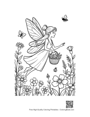 Thumbnail: Cute Garden Fairy to Color Printable