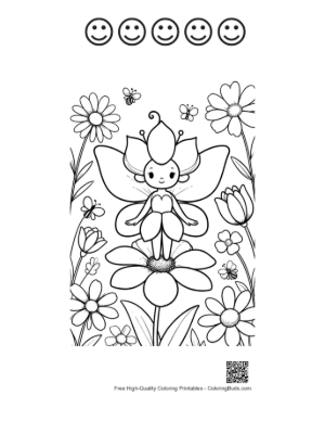 Thumbnail: Cute Garden Fairy to Color Printable and 5 Happy Face Outline