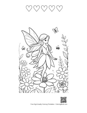 Thumbnail: Download Garden Fairy Coloring Sheet Printable and 5 Heart Outline