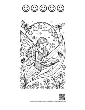 Thumbnail: Free Garden Fairy for Kids Printable and 5 Happy Face Outline
