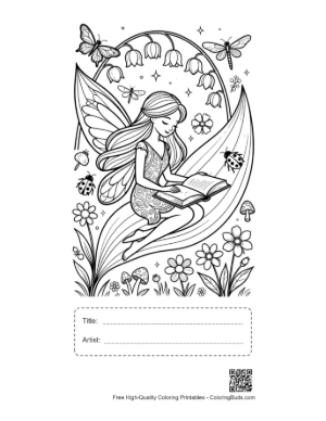 Thumbnail: Free Garden Fairy for Kids Printable with Title and Artist Box