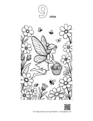 Thumbnail: Free Garden Fairy Printable Outline Number 9