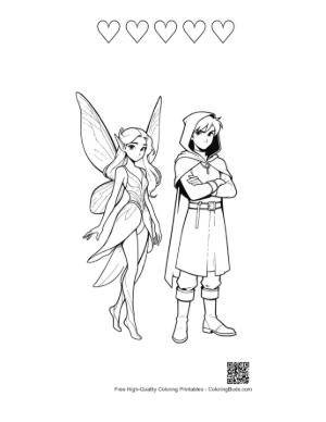 Thumbnail: Garden Fairy and Cloaked Elf Companion Printable and 5 Heart Outline