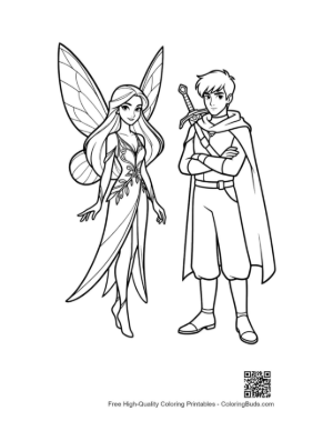 Thumbnail: Garden Fairy and Knight Line Art