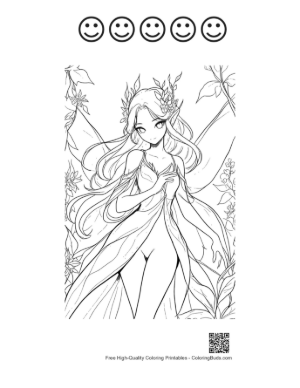 Thumbnail: Garden Fairy in Flowering Vines Printable and 5 Happy Face Outline