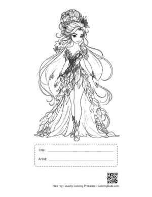 Thumbnail: Garden Fairy in Leafy Gown Printable with Title and Artist Box