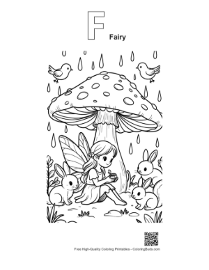 Thumbnail: Garden Fairy Printable Outline Alphabet F Fairy
