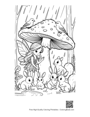 Thumbnail: Rainy Day Fairy Under a Polka Dot Mushroom Printable