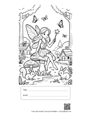 Thumbnail: Sweet Fairy in a Mystical Forest Garden Printable with Title and Artist Box