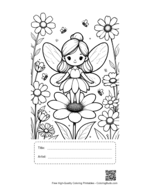 Thumbnail: Sweet Garden Sprite Surrounded by Petals Printable with Title and Artist Box