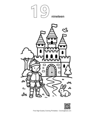 Thumbnail: Cute Little Knight Guarding the Royal Castle Gates Printable Outline Number 19