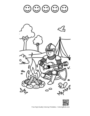Thumbnail: Cute Medieval Knight Printable and 5 Happy Face Outline