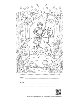 Thumbnail: Epic Knight Riding a Horse Through the Enchanted Forest Printable with Title and Artist Box