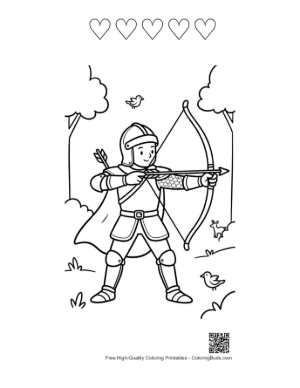 Thumbnail: Free Medieval Knight for Kids Printable and 5 Heart Outline