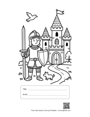 Thumbnail: Heroic Knight Guarding the Fairytale Palace Entrance Printable with Title and Artist Box