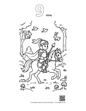 Thumbnail: Heroic Knight Riding His Horse to the Royal Kingdom Printable Outline Number 9