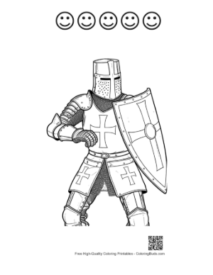 Thumbnail: Medieval Knight in Full Armor Printable and 5 Happy Face Outline