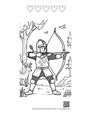Thumbnail: Medieval Knight Printable and 5 Heart Outline