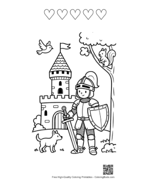 Thumbnail: Medieval Knight Printable and 5 Heart Outline