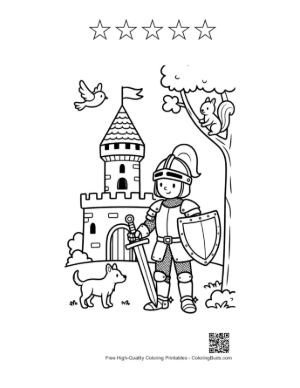 Thumbnail: Medieval Knight Printable and 5 Star Outline
