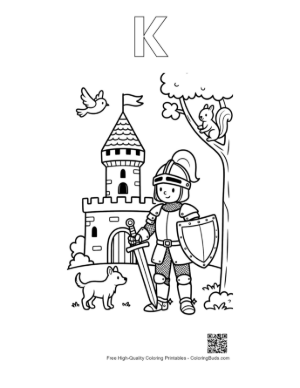 Thumbnail: Medieval Knight Printable Outline Alphabet K