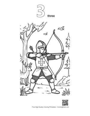 Thumbnail: Medieval Knight Printable Outline Number 3