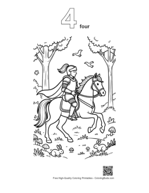 Thumbnail: Medieval Knight Printable Outline Number 4