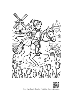 Thumbnail: Noble Knight on a Decorated Horse in a Flower Field Printable