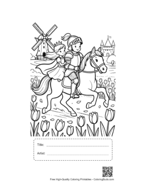 Thumbnail: Noble Knight on a Decorated Horse in a Flower Field Printable with Title and Artist Box