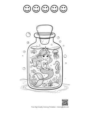 Thumbnail: Cute Mermaid Princess Printable and 5 Happy Face Outline