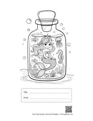 Thumbnail: Cute Mermaid Princess Printable with Title and Artist Box