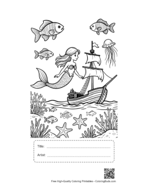 Thumbnail: Download Mermaid Princess for Kids Printable with Title and Artist Box