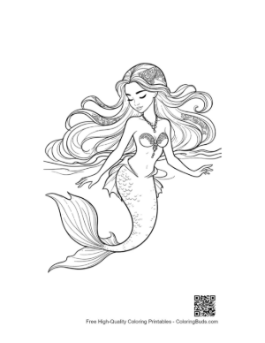 Thumbnail: Enchanting Mermaid Princess Coloring Page