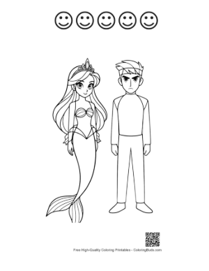 Thumbnail: Mermaid Princess and Serious Racer Guy Printable and 5 Happy Face Outline