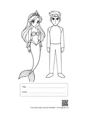 Thumbnail: Mermaid Princess and Serious Racer Guy Printable with Title and Artist Box