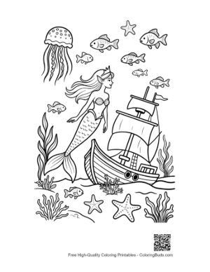 Thumbnail: Mermaid Princess Coloring Sheet Printable