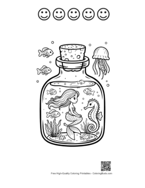 Thumbnail: Mermaid Princess Printable and 5 Happy Face Outline